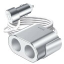 Zukida 合金製 2連 usb 車載充電器 分配器 シガーソケット 急速充電 カーチャージャー 2USBポート 80W ヒューズ 12V/24V対応 LED付き 延長コード 60cm 車用ソケット 増設 電源ソケット 分岐 アクセサリ