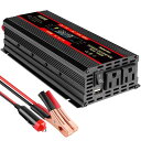 1000W インバーター DC 12V / AC 110V コンバーター ピーク 2000W AC ソケット USB ポート 車載充電器 シガーソケット コンセント カーインバーター カラー ディスプレイ 電圧負荷バッテリー レベルを