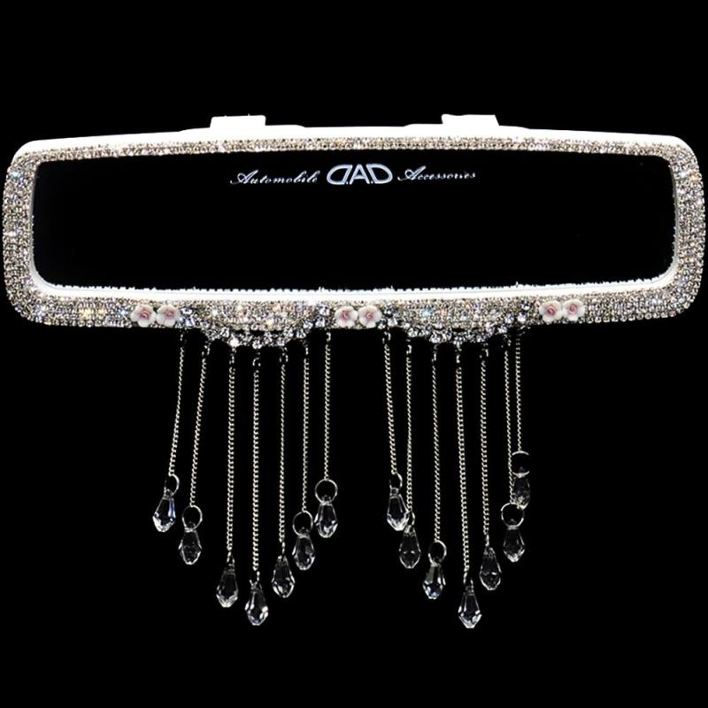 Umora ミラー リヤビューミラー バックミラー キラキラタイプ 車 簡単取付 ドレスアップ用 クリスタル..