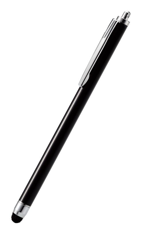 エレコム タッチペン スタイラスペン 【iPad/iPhone/Android スマホ・タブレット各種対応】 超感度 充電不要 高密度ファイバーチップ採用 クリップ付 ストラップホール付 ブラック PWTPC02LBK