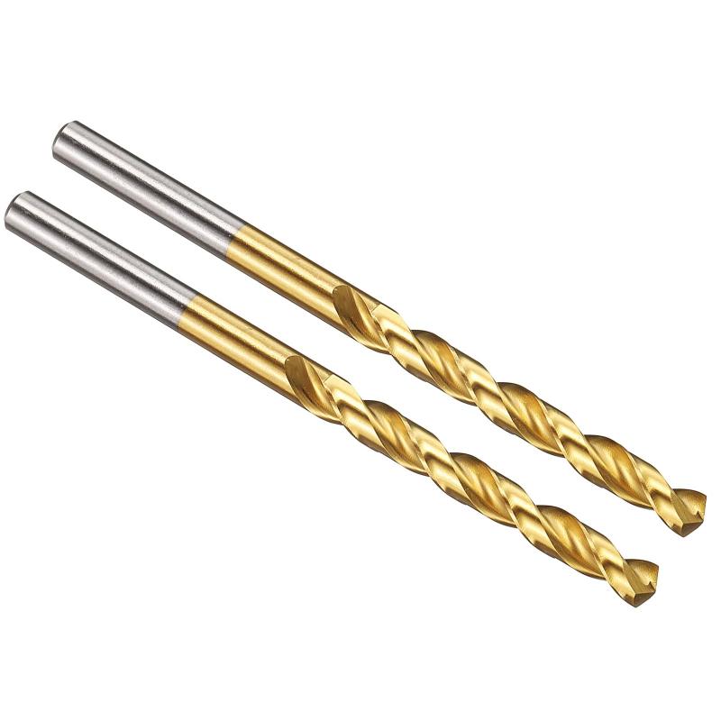 PATIKIL 5.1mmドリルビット M42 8%コバルト高速度鋼ジョバー直柄135°チタンニトリド（TiN）コーティング ハードメタルステンレス用 - 2パック