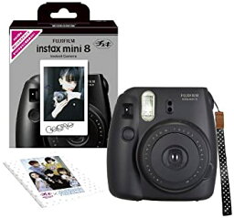 【中古】(非常に良い)FUJIFILM インスタントカメラ チェキ instax mini 8 純正ハンドストラップ付き ブラック INS MINI 8 BLACK N