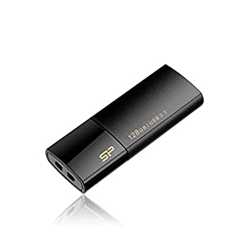 【中古】シリコンパワー USBメモリ 128GB USB3.0 スライド式 永久保証 Blaze B05 ブラック SP128GBUF3B05V1K