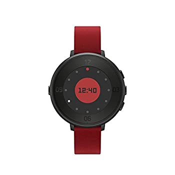 【中古】Pebble Time Round 極薄かつ超軽量の丸型スマートウォッチ「ペッブルタイム・ラウンド」 Black／Red