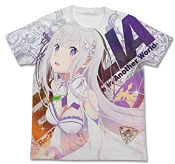 【中古】(未使用品)Re:ゼロから始める異世界生活 エミリア フルグラフィックTシャツ ホワイト Lサイズ