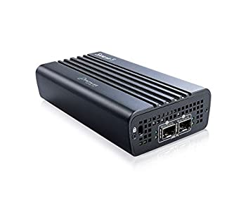 yÁzPROMISE SANLINK3 F2. TWO THUNDERBOLT 3 TO TWO 16GBIT^S FIBRE CHANNEL ADAPTER W^