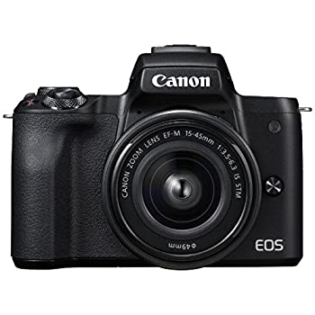 【中古】(非常に良い)キヤノン EOS Kiss M 【EF-M15-45 IS STM レンズキット】 (ブラック／ミラーレス一眼カメラ) EOSKISSMBK1545ISLK