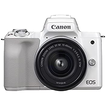 【中古】(未使用品)キヤノン EOS Kiss M 【EF-M15-45 IS STM レンズキット】 (ホワイト/ミラーレス一眼カメラ) EOSKISSMWH