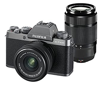 【中古】(非常に良い)FUJIFILM ミラーレス一眼カメラ X-T100ダブルズームレンズキット ダークシルバー X-T100WZLK-DS