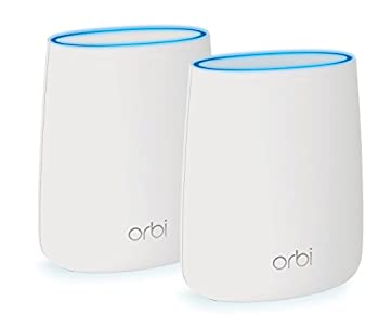 【中古】(非常に良い)Orbi Micro トライバンドメッシュWiFi5システム RBK20 ( ルータ—+サテライト)AC2200 2台セットカバー範囲200