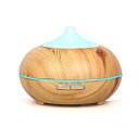【中古】アロマディフューザー 超音波式 加湿器 ムードランプ 空焚き防止機能搭載 時間設定 部屋 会社 ヨガなど各場所用 (木目調)