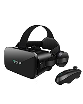 【中古】(非常に良い)【最新改良版VRゴーグル】VRヘッドセット VRヘッドマウントディスプレイ 3D スマホVR ヘッドホン付き モバイル型 瞳孔／焦点調節 非球面光学レン