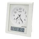 【中古】CASIO(カシオ) 目覚まし時計 電波 ホワイト アナログ 常時点灯 温度 湿度 カレンダー 表示 TQT-351NJ-7BJF
