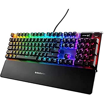 【中古】SteelSeries ゲーミングキーボード 赤軸 有線 英語配列 有機ELディスプレイ搭載 Apex 7 US Red..