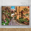 【中古】Qinunipoto 背景布 ヨーロッパの風景 黄色い建物 花 春 背景紙 撮影 背景 写真 布背景 ドール 人物撮影 写真の背景 背景ボード 撮影用背...