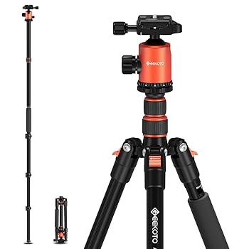 【中古】(未使用品)GEEKOTO 77インチ三脚 デジタル一眼レフカメラ用三脚 コンパクトアルミニウム三脚 360度ボールヘッド付き 8kgの荷重 旅行や仕事に