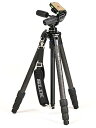 【中古】(未使用品)SLIK カーボン三脚 カーボンマスター 834 4段 ナットロック式 28mmパイプ径 高精度3ウェイ雲台 109243