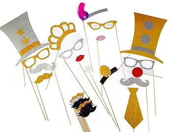 【中古】新しいYears Glasses写真ブース小道具口ひげon a Stick Party Favors Glasses 25 Piece
