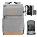 【中古】(非常に良い)K&F Concept カメラバッグ カメラ用バックパック カメラリュック 22L 大容量 おしゃれ 2気室 カメラリュックサック サイド...