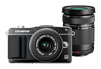 【中古】(非常に良い)OLYMPUS ミラーレス一眼 PEN mini E-PM2 ダブルズームキット ブラック E-PM2 DZKIT BLK