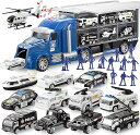 【中古】Carecoly トラック 警察車両セット ミニカーセット パトカー 大型収納車 合金製ミニカー 車おもちゃ 軍事マップ付き 乗せて運ぶ 男の子 女の子