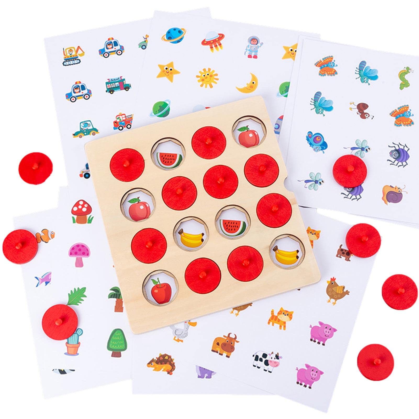 樂天商城 - 【中古】幼児記憶ゲーム子供のための記憶ゲーム - 木製メモリーマッチングゲーム、幼児向けメモリーゲーム、子供用チェスボードメモリーマッチングゲーム A／r