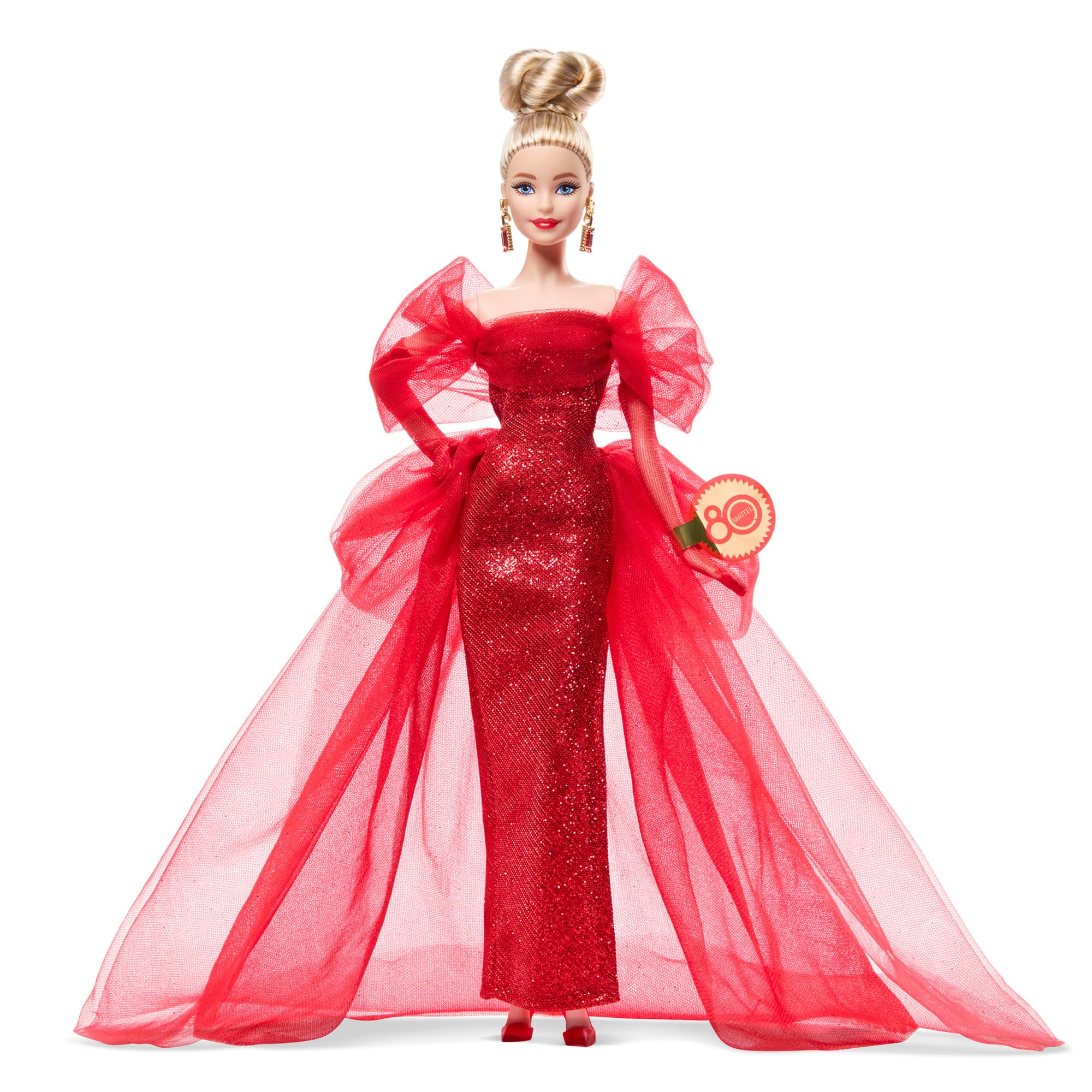 【中古】(非常に良い)バービー(Barbie) マテル80周年記念アニバーサリードール ブロンド シグネチャー BLACK きせかえ人形・ハウス ままごと・ごっこ遊び バービー人形 6歳から レッド JBJ17