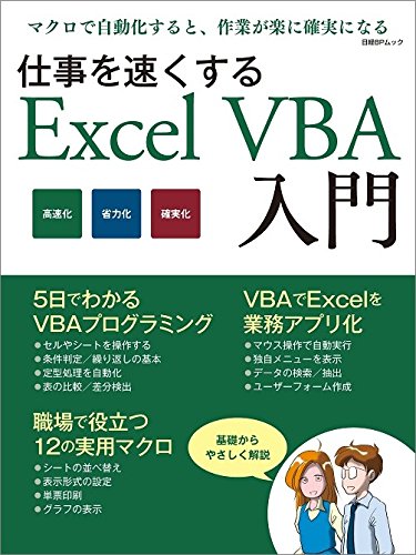 【中古】仕事を速くする　Excel　VBA入門 (日経BPムック)【メーカー名】【メーカー型番】【ブランド名】日経BP 科学・テクノロジー, プログラミング入門書 日経ソフトウエア: Editor【商品説明】仕事を速くする　Excel　VBA入門 (日経BPムック)初期不良に関する返品 商品到着から7日間以内に初期不良が発生した場合のみ、返品をお受けいたします。 お客様都合のキャンセル・返品 イメージと異なる、必要でなくなった等の理由によるキャンセル・返品は一切お受けしておりません。 付属品に関する確認 中古品は基本的に説明書、外箱、ドライバーインストール用CD-ROMは付属しておりません。 特にレンタル落ちの商品には、収納BOXや特典類など一切の付属品がないことをご理解ください。 また、商品名に「限定」や「保証」と記載があっても、特典や保証、ダウンロードコードは含まれておりません。 掲載内容と付属品が異なる場合、受注前に内容確認のメールをお送りいたします。 商品画像について 掲載されている写真は代表画像です。実際の商品とは異なる場合がありますので、予めご了承ください。 中古品の状態 中古品はキズや汚れがある場合がありますので、その点をご理解いただける方のみご購入ください。 在庫状況について 他のモールでも販売しているため、ご注文のタイミングによっては商品がご用意できない場合があります。 その場合、キャンセルのご連絡をさせていただきます。 上記ご理解の上、お買い求めいただけますようお願い申し上げます。 ご注文からお届けまで1．ご注文　　ご注文は24時間受け付けております 2．注文確認ご注文後、注文確認メールを送信します 3．在庫確認　多モールでも併売の為、在庫切れの場合はご連絡させて頂きます。　 ※中古品は受注後に、再メンテナンス、梱包しますのでお届けまで4〜10営業日程度とお考え下さい。 4．入金確認　前払い決済をご選択の場合、ご入金確認後に商品確保・配送手配を致します。 5．出荷 　配送準備が整い次第、出荷致します。配送業者、追跡番号等の詳細をメール送信致します。 6．到着　出荷後、1〜3日後に商品が到着します。 　※離島、北海道、九州、沖縄は遅れる場合がございます。予めご了承下さい。0