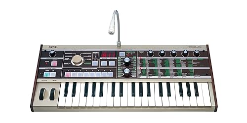 【中古】(未使用品)KORG アナログ モデリング シンセサイザー ボコーダー microKORG マイクロコルグ コンパクト 電池駆動可 37鍵 アダプター マイク付属