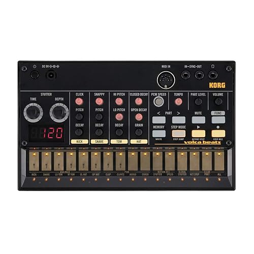 【中古】(未使用品)KORG アナログ リズムマシン volca beats 16ステップシーケンサー 電池駆動 スピーカー内蔵 ヘッドフォン使用可 どこでも使えるコンパクトサイズ