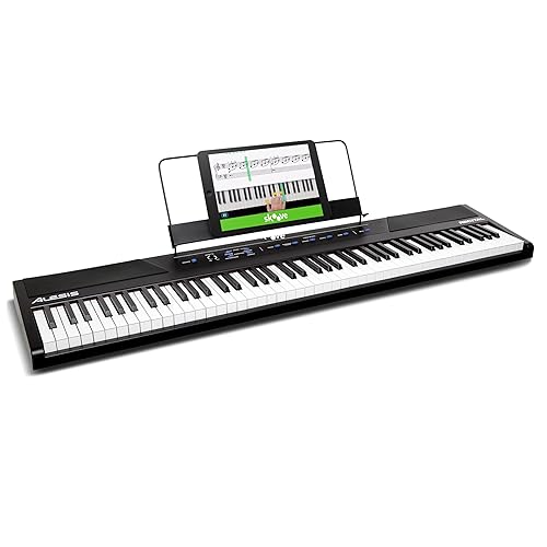 【中古】Alesis 電子ピアノ 88鍵盤 初心者向け電子ピアノ スピーカー搭載 譜面台付き フルサイズ・セミウェイト鍵盤 自宅からオンラインレッスンが受講可