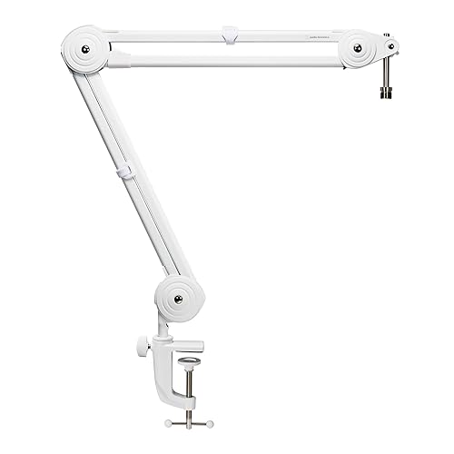Stands - 【中古】オーディオテクニカ AT8700J WH ホワイト マイクブームアーム マイクアーム 白 マイクスタンド コンデンサー マイク用 卓上 マイクスタンド 耐荷