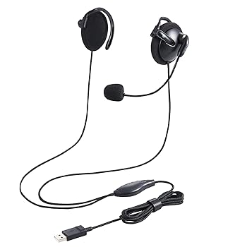 【中古】エレコム ヘッドセット 有線 耳掛け USB接続 マイク 両耳 リモートワーク ブラック HS-EH02UBK