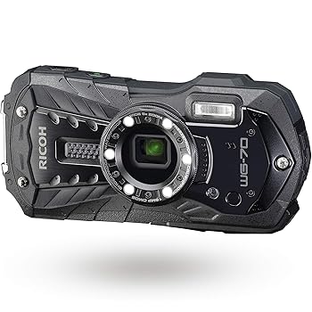 NHJ - 【中古】(未使用品)【整備済み品】 RICOH WG-70 ブラック リコー本格防水デジタルカメラ 14m防水 (連続2時間) 1.6m耐衝撃 防塵 -10℃耐寒 アウトドアで活躍するタフ