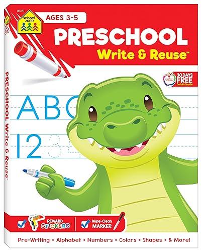 【中古】School Zone Preschool Write & Reuse Workbook