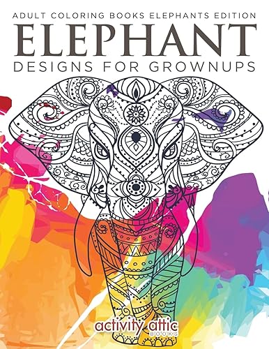 【中古】(非常に良い)Elephant Designs For Grownups: Adult Coloring Books Elephants Edition
