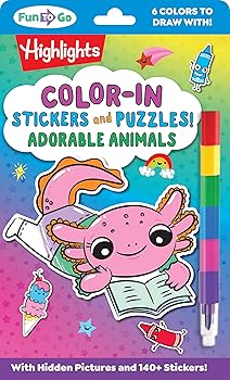 【中古】Color-In Stickers and Puzzles! Adorable Animals: Over 140 Kids Stickers For You to Color and Decorate, Animal Puzzles Activity Sheets f