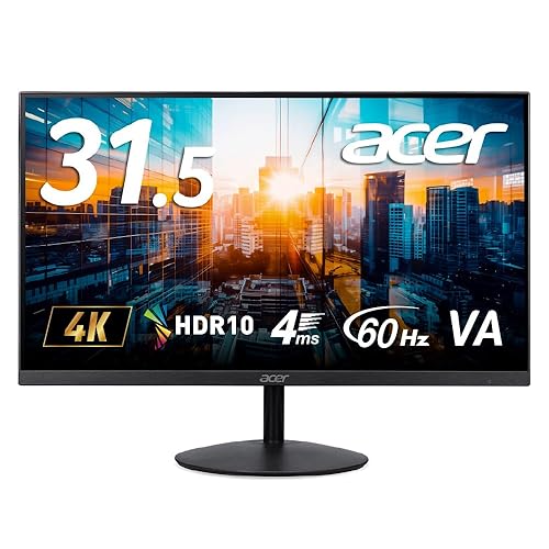 【中古】(非常に良い)Acer 4K モニター KG2 31.5インチ VA 非光沢NTSC 72% HDR 10 HDMI 2.0 DisplayPort1.2 スピーカー内蔵 ヘッドホン端子 VESAマウント対応 SA322QK