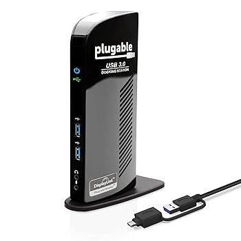 (非常に良い)Plugable USB3.0 / USB-C 用ドッキングステーション 縦置き Windows および Mac 用 - デュアルモニター HDMI DVI VGA ポート ギガビット イーサ