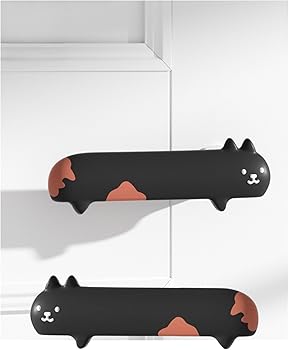【中古】(非常に良い)FUKUKOME ドアノブカバー 猫 シリコン ドアレバー 取っ手 ハンドル 左右2個セット 子供部屋 静電気 (2個) (グレー) (ブラック)
