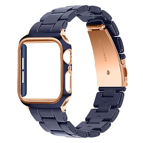 (非常に良い) コンパチブル Apple Watch バンド 樹脂ベルト 保護ケース付き コンパチブル iwatch 41mm 40mm 38mm 45mm 44mm 42mm 軽量 防水 一体型