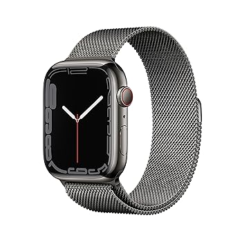 【中古】(非常に良い)【整備済み品】 Apple Watch Series 7 (GPS + Cellularモデル) - 45mm グラファイトステンレススチールケースとグラファイトミラネーゼループ
