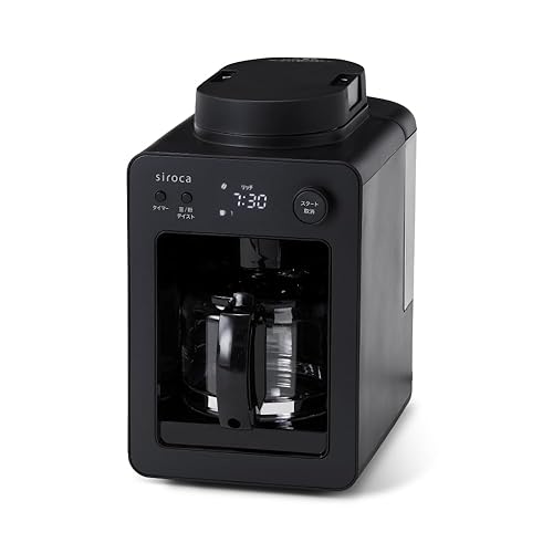 【中古】シロカ 全自動コーヒーメーカーカフェばこ SC-A352 ブラック [ガラスサーバー／コンパクト／豆・粉対応／ミル内臓／タイマー予約／保温機能付き／メッ