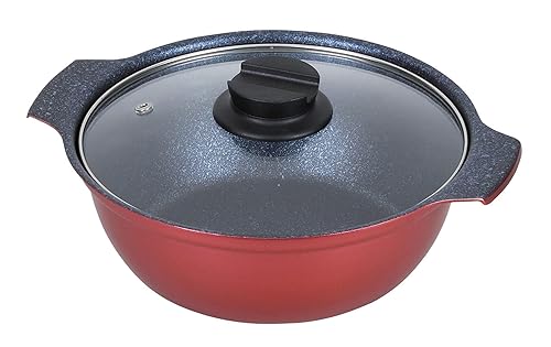 【中古】(非常に良い)パール金属 卓上鍋20cm 2~3人用 ガラス蓋付 マーブルダイヤモ...