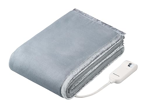 【中古】パナソニック 電気毛布 掛け敷き兼用 室温センサー搭載 8段階温度調節 ダニ対策 抗菌防臭 丸洗い可 シングル グレー DB-RMH10M-H