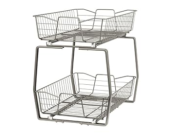 (未使用品)ClosetMaid 3089 2段 14インチ キッチンキャビネットオーガナイザー ニッケル