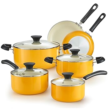 (未使用品)Cook N Home Pots and Pans Set Nonstick, 10-Piece Ceramic Kitchen Cookware Sets, Nonstick Cooking Set with Saucepans, Frying Pans, Dutch