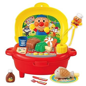 【中古】ジョイパレット(JOYPALETTE) アンパンマン お肉 お魚 お野菜も パチパチはねる大きなBBQコンロセット