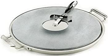 š(̤ѡ̤)All-Clad 00280 Stainless Steel Serving Tray with 13-inch Pizza-Baker Stone Insert and Pizza Cutter Silver by All-Clad