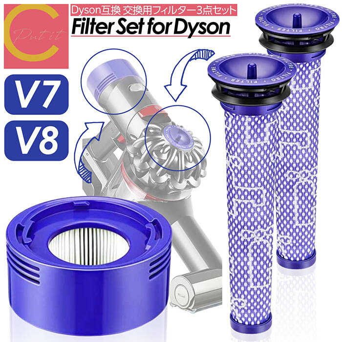 【 プレゼントキャンペーン中! 送料無料 】Dyson ダイソン 掃除機フィルター プレフィルター ポストフィルター ポストモーター 3点セット V7 V8 S...